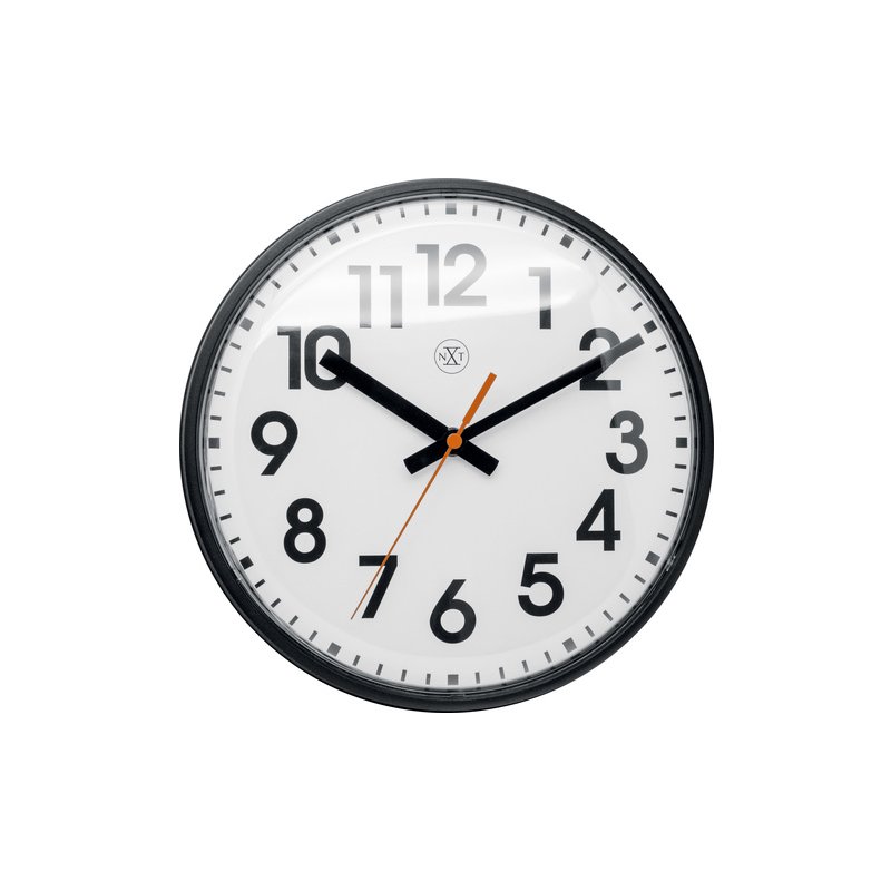 NEXTIME wandklok NXT, 26 cm diameter, wit wijzerplat, zwart