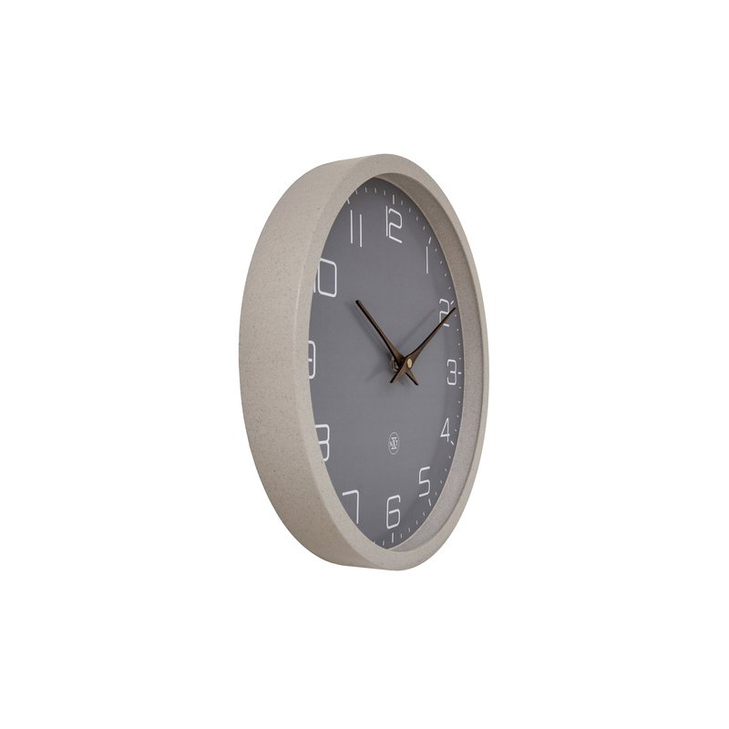NEXTIME wandklok nXt, grijs wijzerplat, wit cijfers, bioplastic behuizing