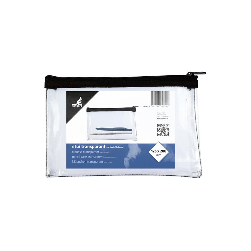 Kangaro etui Kangaro, rits-pennenzak, 200 x 125 mm, transparant PVC