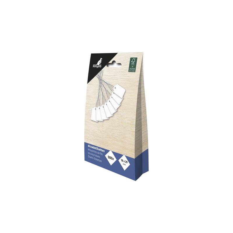 kangaro warenhangers, 22 x 35 mm, wit, 250 stuks