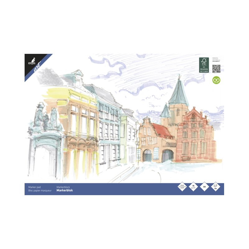 kangaro markerblok, DIN A3, wit, 50 vel
